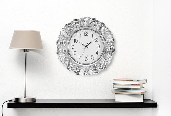  Quartz Lüks Duvar Saati Modern Desen Gümüş 55 cm