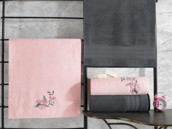 Cottonbox Colorful Hamam Seti Antrasit-Pembe