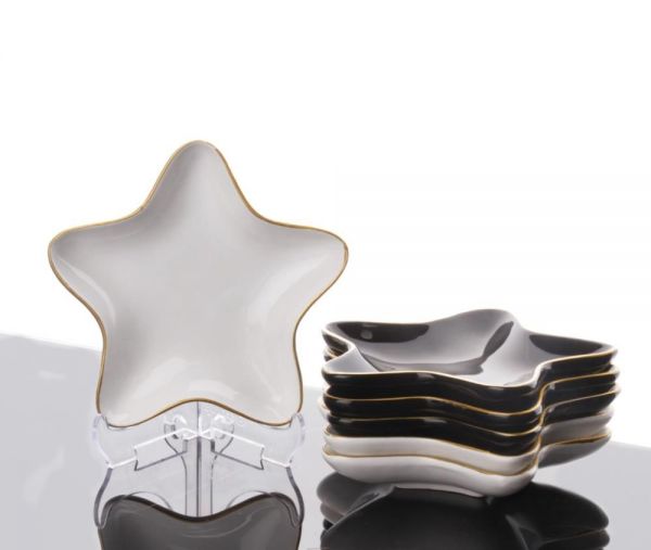 Gold Home 6'lı Yaldız Detaylı Yıldız Çerezlik / Sunumluk