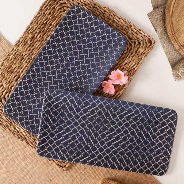 Cobalt Square Oval Plate 33 Cm 2 Pieces - 17922 | Keramika