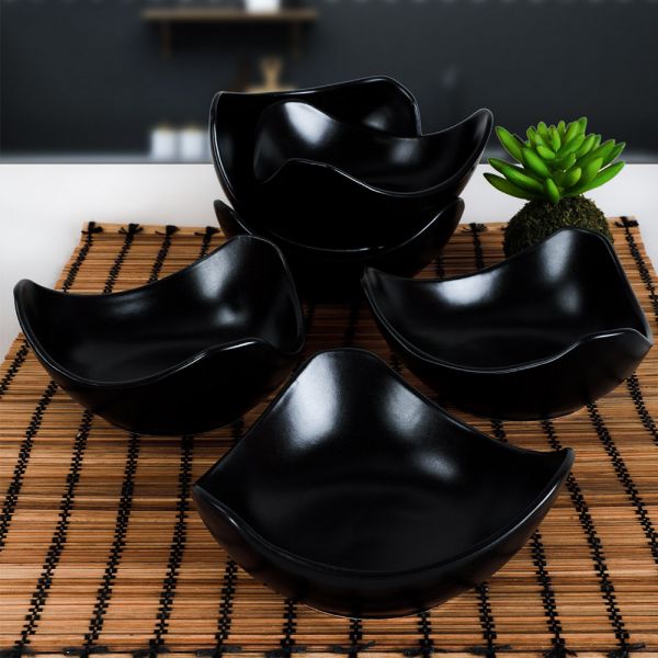 Mat Siyah Lotus Çerezlik/Sosluk 14 Cm 6 Adet | Keramika
