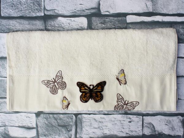 Mitgift Land Schmetterlinge bestickte Dowery Handtuch Creme