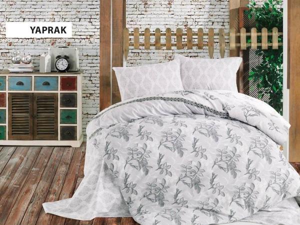 Yaprak Çift Kişilik Nevresim Takımı Gri