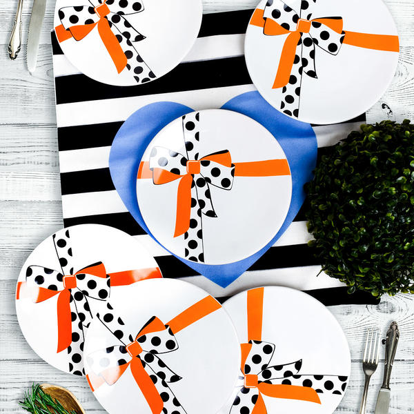 صحن كيك ارابيلا برتقال ابيض 20 سم 6 قطع | كيراميكا