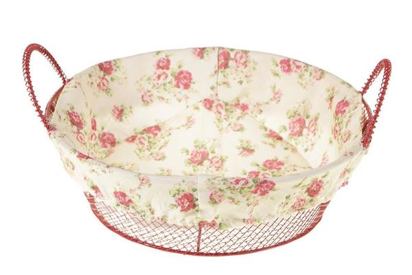 Kosova Yuvarlak Ekmek Sepeti Çiçekli Kırmızı