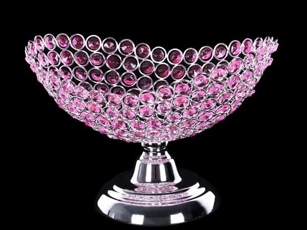 Dekonaz Lüks Kristal Taşlı Meyvelik | Pembe