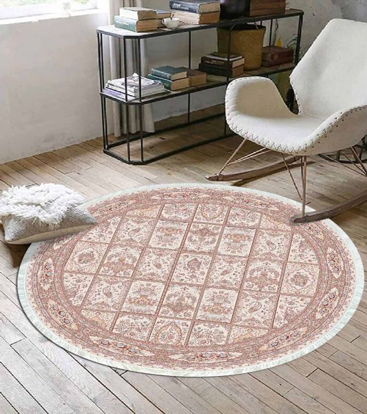 Birkilim Yuvarlak Yıkanabilir Dekoratif Halı İpeksi Kaymaz Taban | MLN-IP-YU-HT-047