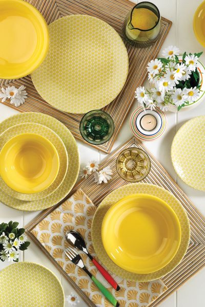 Kütahya Porselen Nanoceram 24 Parça Yemek Seti 89029A Sarı