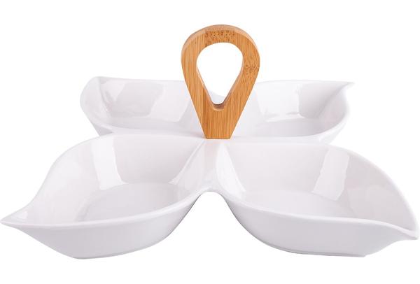 Duygu 2 Parça Kahvaltılı / Çerezlik Seti | Bambu Porselen | Beyaz | Dg-8015