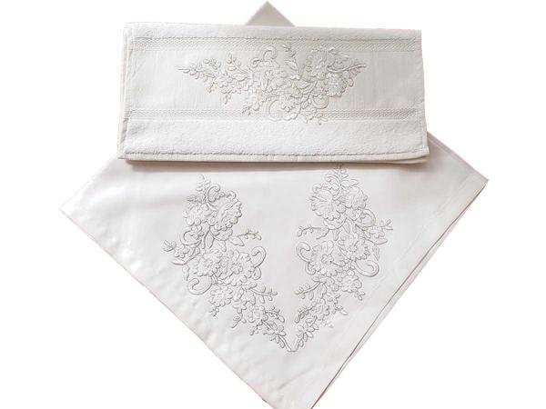 French Laced Ebrar Satin Handtuch Bundle 2er-Set Creme