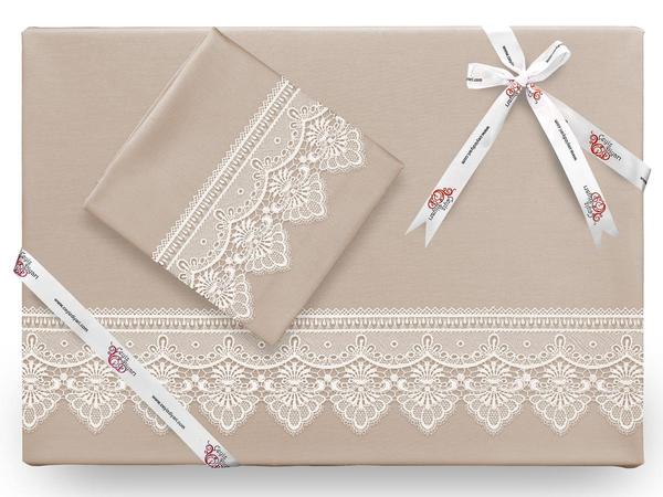 Kristal French Guipure Bettbezug Set Cappucino