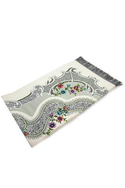 Floral Chenille Prayer Rug - White Color