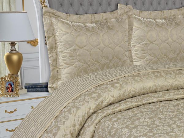 Canvas gesteppte Doppelbettdecke Cappucino