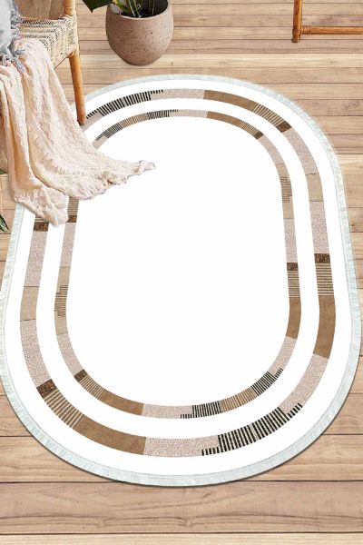 Birkilim Oval Yıkanabilir İpeksi Kaymaz Taban Dekoratif Halı | MLN-IP-O-SD-313