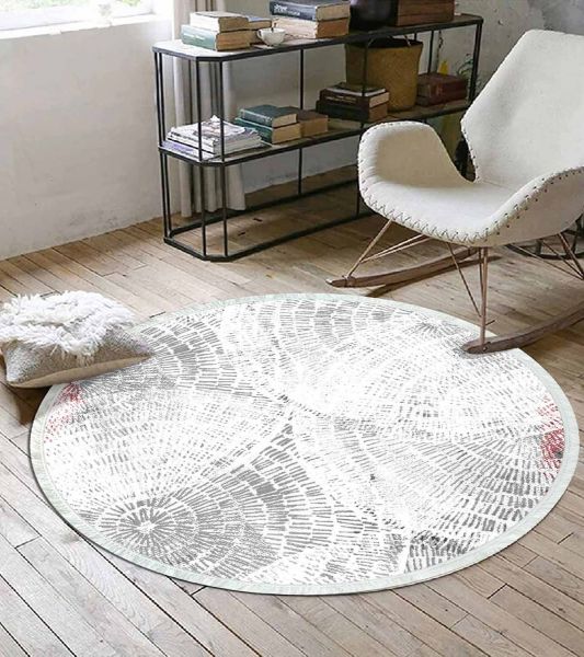 Birkilim Yuvarlak Yıkanabilir Dekoratif Halı İpeksi Kaymaz Taban | MLN-IP-YU-HT-123