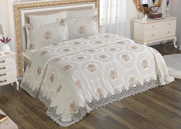 Fransız Güpürlü Çeyizlik Pike Takımı Gonca Cappucino