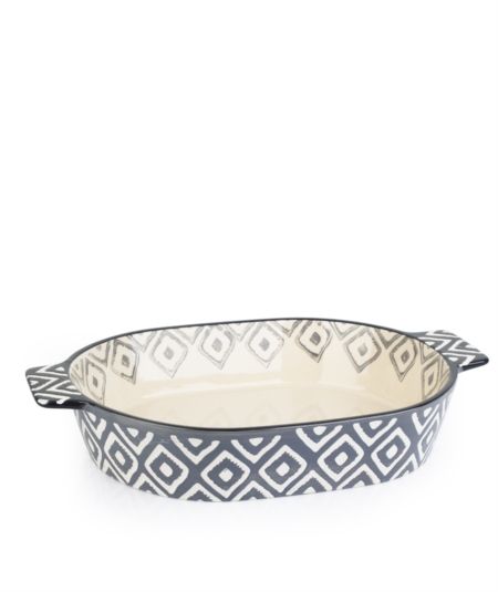 Acar | Seramik Porselen Dikdörtgen Etnik Desen Fırın Kabı