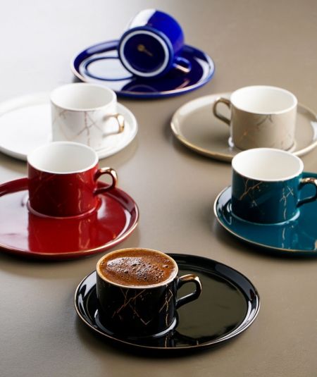 6Lı Porselen Kahve Fincan Takımı