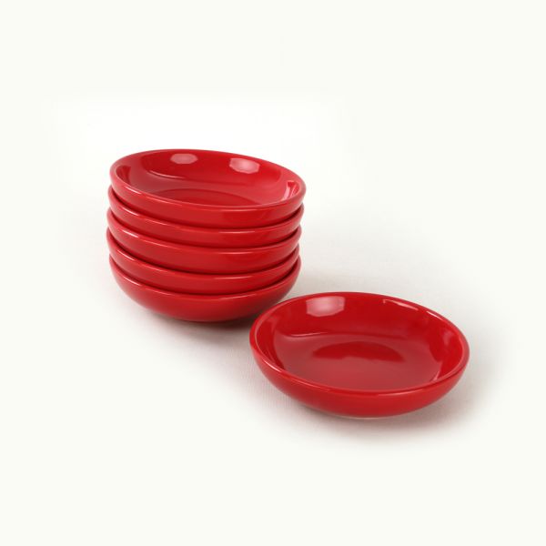 Red Ring Cookie / Sauce Holder 13 Cm 6 Pcs | ceramics