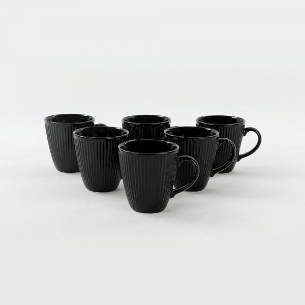 Schwarze Myra Tasse 10 cm 6 Stück | Keramik