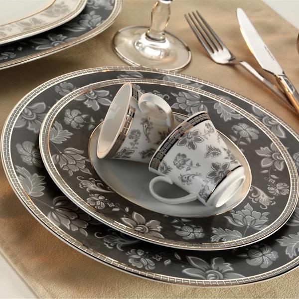 Kütahya Porselen İris 87 Parça Yaprak Desen Yemek Takımı | Yuvarlak | 12 Kişilik