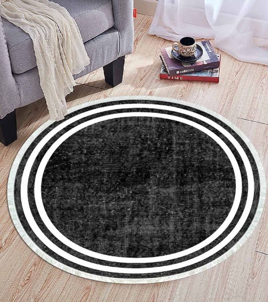 Birkilim Yuvarlak Yıkanabilir Dekoratif Halı İpeksi Kaymaz Taban | MLN-IP-YU-HT-574