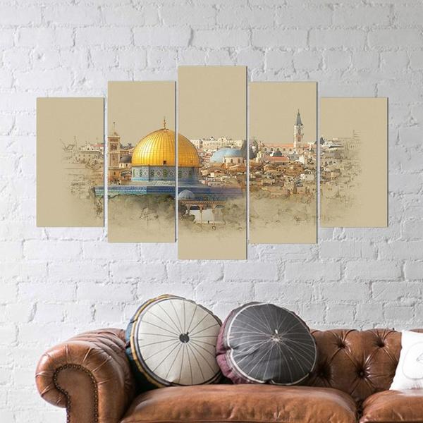 Dekonaz 5 Parça Tablo | Kudüs ve Mescid-i Aksa | b-4137