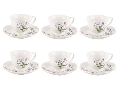 Tantitoni | 6lı Flowers New Bone Kahve Fincan Takımı