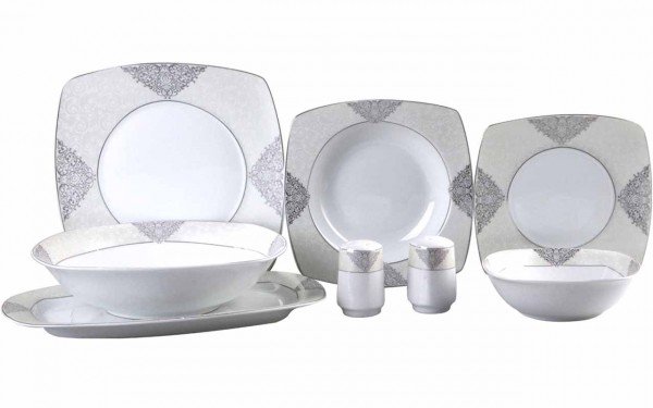 Schäfer 28 Parça Porselen Yemek Takımı Gümüş | 6 Kişilik | 30988