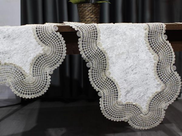 Çeyiz Diyarı Skyline 5 Parça Kadife Salon Takımı Krem