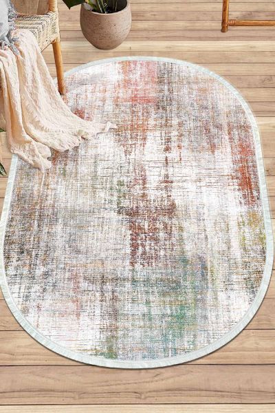 Birkilim Oval Yıkanabilir İpeksi Kaymaz Taban Dekoratif Halı | MLN-IP-O-HY-1285