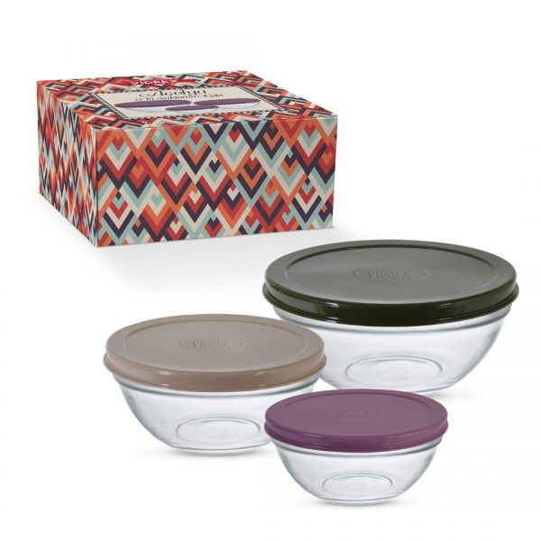 STP-12/14 / 17PK / SET3 تخزين الزجاج. علبه 3 مقاسات بوكس ملون 17 سم 14 سم 12 سم | IPEK-33097