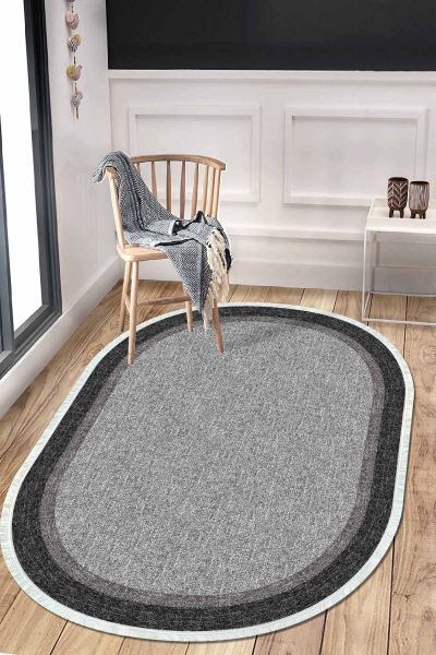 Birkilim Oval Yıkanabilir İpeksi Kaymaz Taban Dekoratif Halı | MLN-IP-O-HT-232