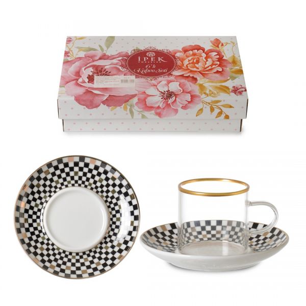 GPB11 & DOR-10 #OG-6037# BOROSILIKAT KAHVE TAKIMI ALTIN YALDIZ 130 cc |IPEK-13613