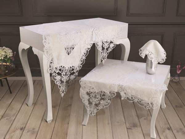 طقم غرفة المعيشة المخملية سينار 5 قطع كريم