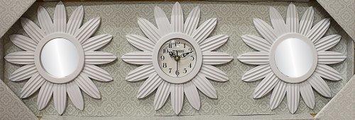 Dematex Dekoratif Aynalı 3 Parça Duvar Saati | Beyaz | 150CT041-Weiss