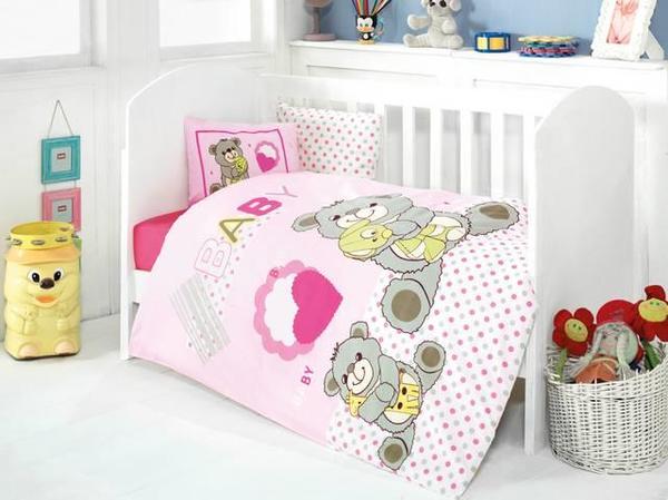 Sweety Bear Baby Duvet Cover Set Pink
