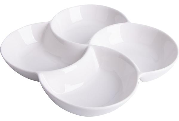 Almina 4 Bölmeli Çerezlik Kahvaltı Tabağı | Beyaz | Al-4458