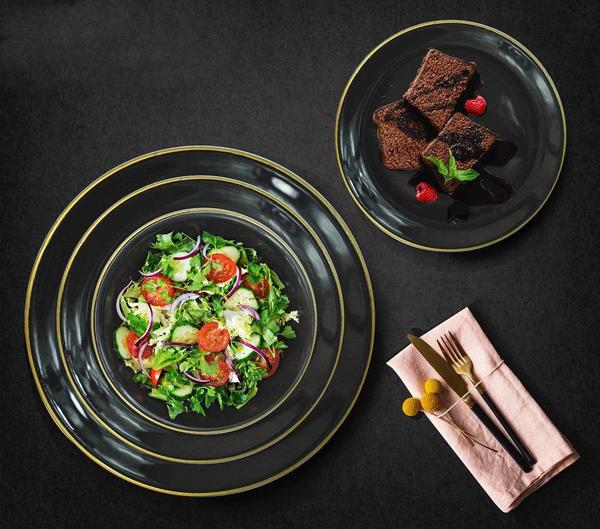 طقم عشاء مذهّب 24 قطعة من باييف- رمادي -800239