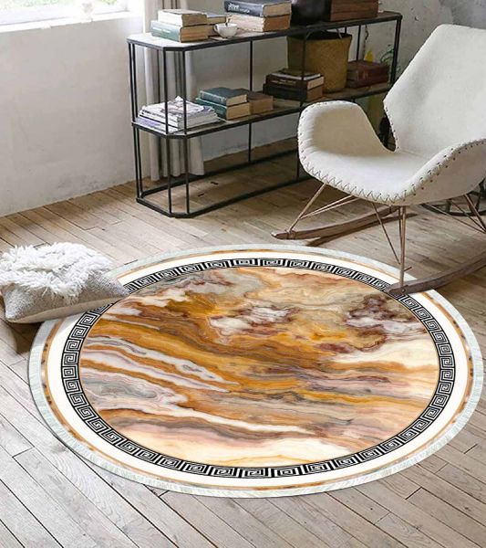 Birkilim Yuvarlak Yıkanabilir Dekoratif Halı İpeksi Kaymaz Taban | MLN-IP-YU-SD-141