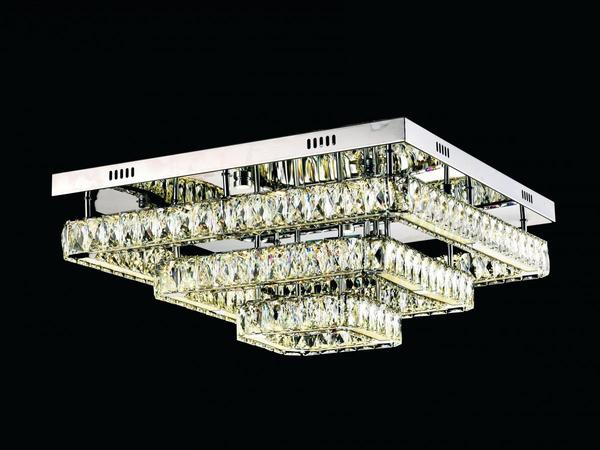 Dekonaz Kristal LED Kare Tavan Lambası MP3 Bluetooth 60cm | DTX-C23-10