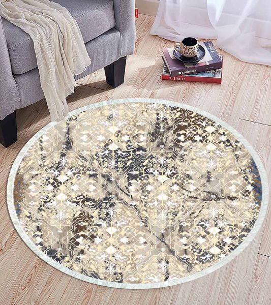 Birkilim Yuvarlak Yıkanabilir Dekoratif Halı İpeksi Kaymaz Taban | MLN-IP-YU-HT-378