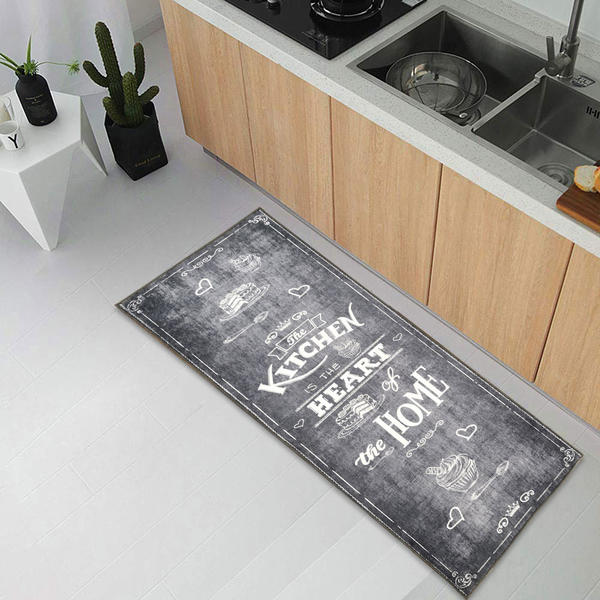 SiEla Kaymaz Taban Mutfak Halısı | Runner Halı | Kitchen Heart | 1820-gri