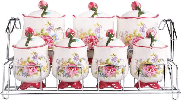 Bavary Rose Baharatlık Seti 15 Parça | Çiçek Desenli