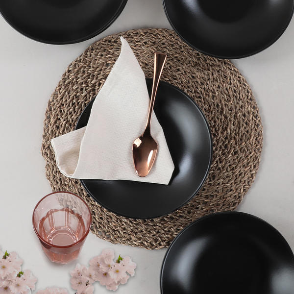 Mat Siyah Gama Yemek Tabağı 22 Cm 6 Adet | Keramika