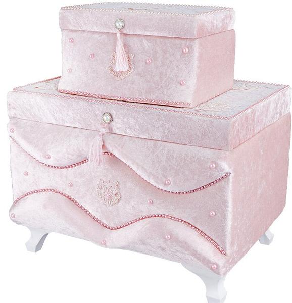 Dekonaz 2'li İnci Süslemeli Çeyiz Sandığı | Pembe | SDK-0004