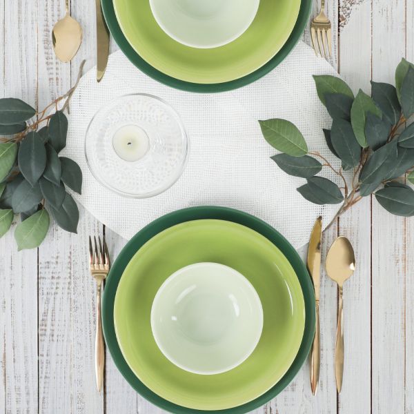 Ege Degrade Yeşil Yemek Takımı 12 Parça 4 Kişilik - 316 | Keramika