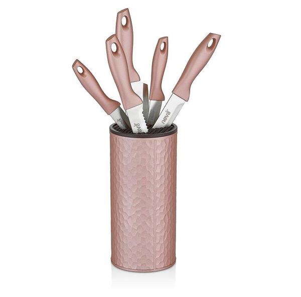 Neva Sweet Petek 5'li Bıçak Seti Standlı | Rose | Chocolate | N2471