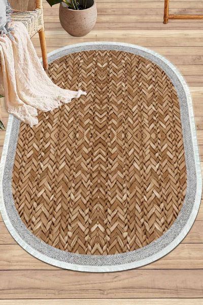 Birkilim Oval Yıkanabilir İpeksi Kaymaz Taban Dekoratif Halı | MLN-IP-O-SD-356