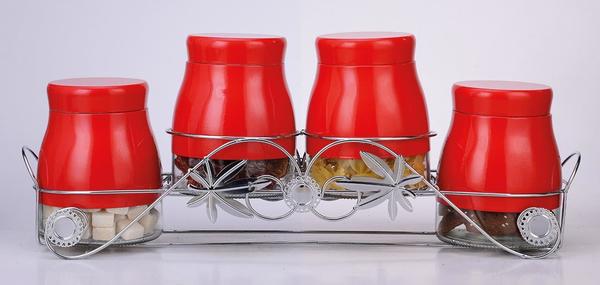 Schäfer Cam Kavanoz Seti 5 Parça Kırmızı